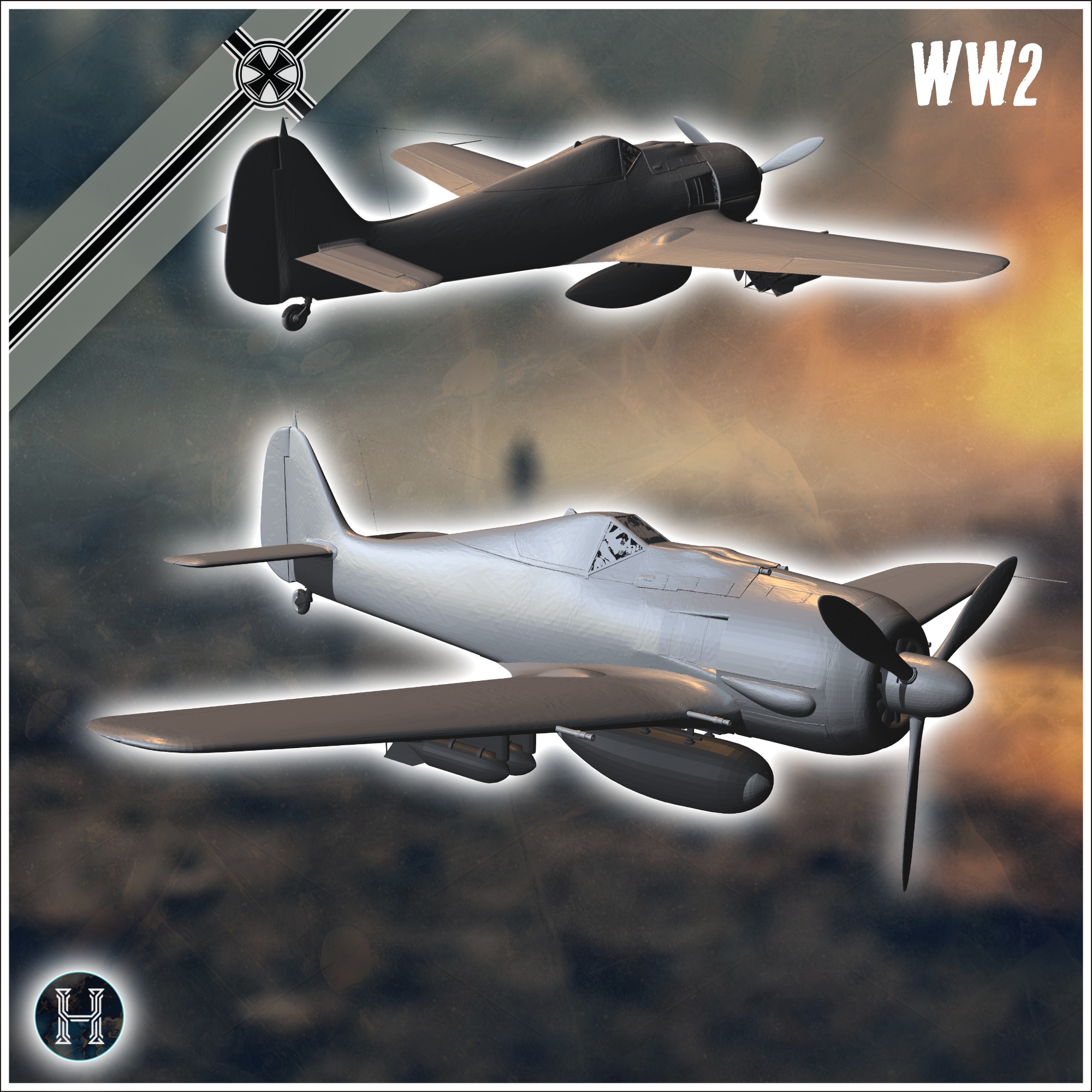 Focke-Wulf Fw 190 Würger fighter aircraft (3) - Germany Eastern Western Front Normandy Stalingrad Berlin Bulge WWII